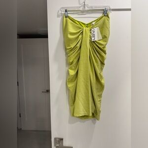 LBV. Lurex Sarong Lime Green Ruched Skirt. Size 2, new with tags